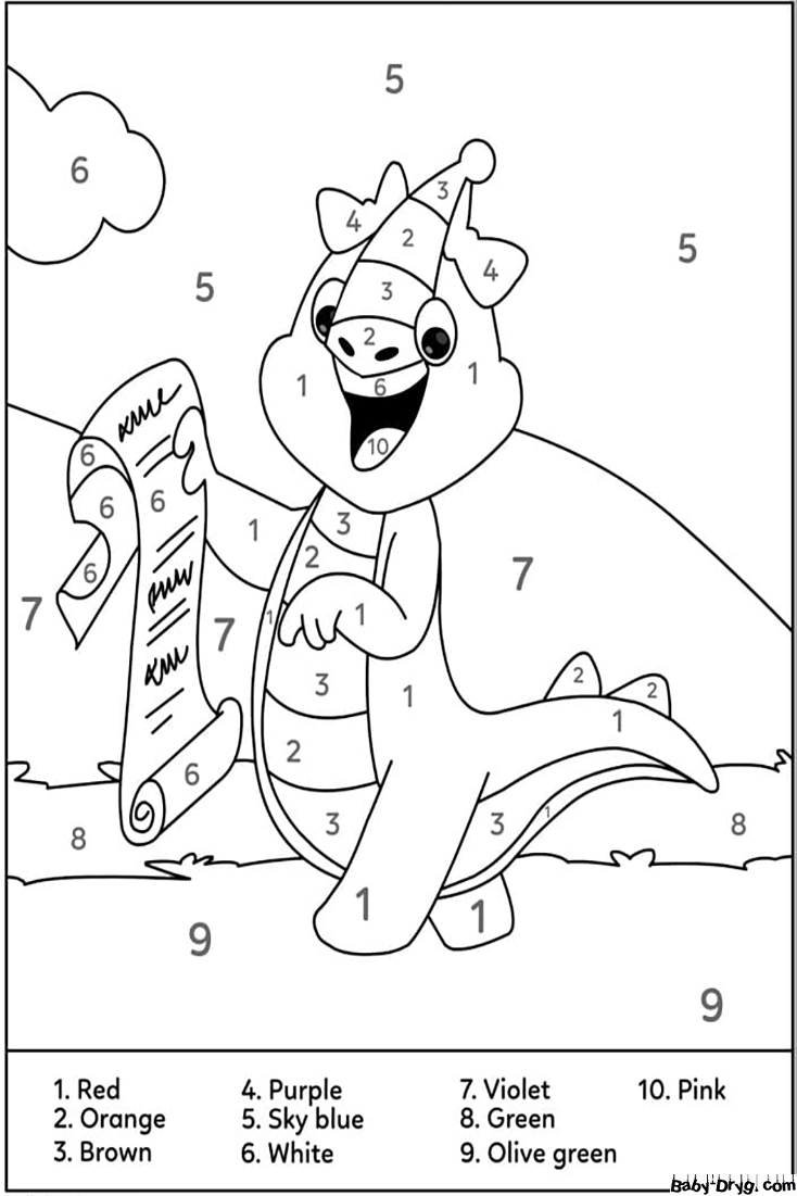 Dinosaur Laughing Color by Number | Color by Number Coloring Pages