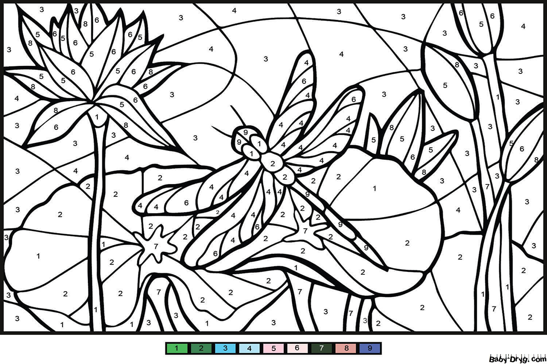 Dragonfly Color by Number | Color by Number Coloring Pages