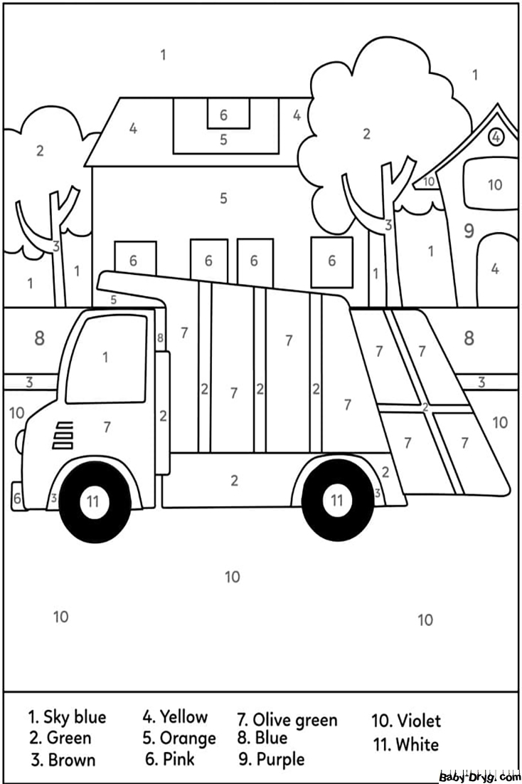 Dumb Truck Color by Number | Color by Number Coloring Pages