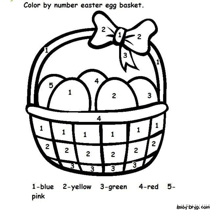 Easter Eggs Basket Color by Number | Color by Number Coloring Pages