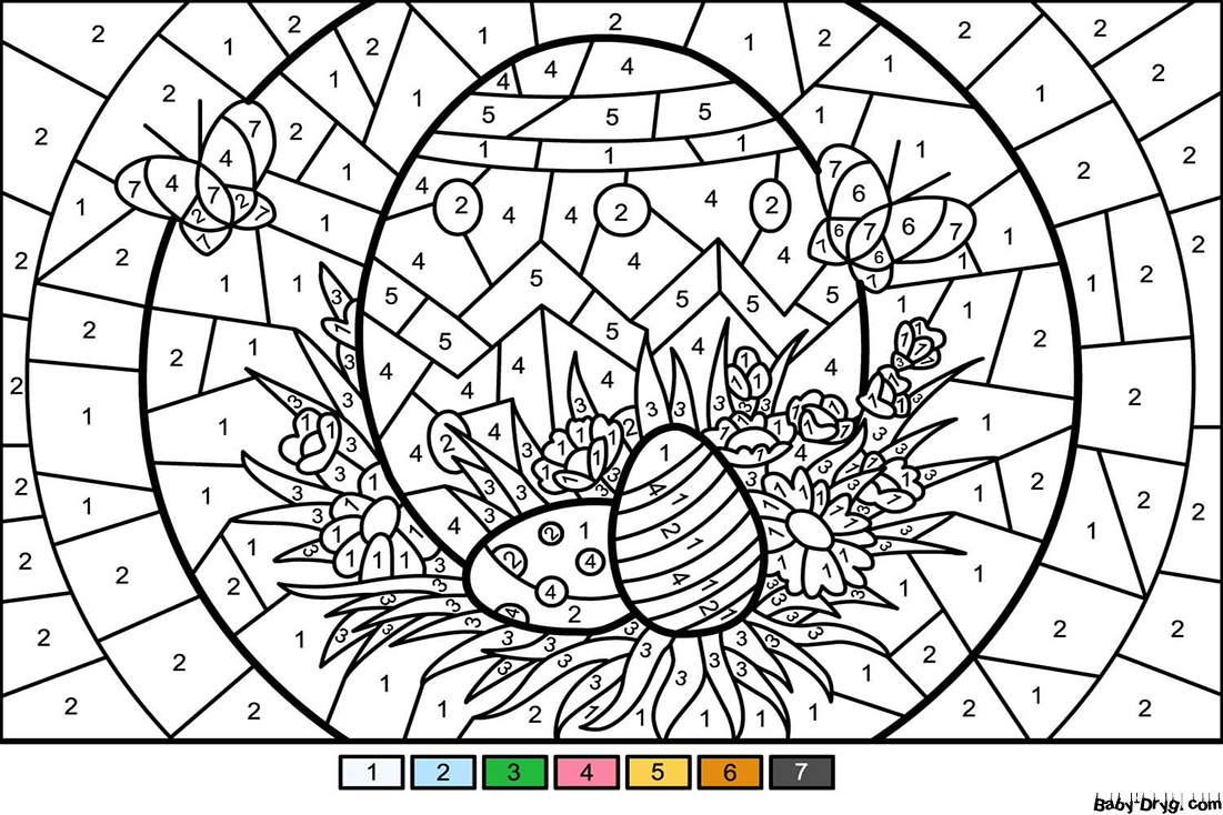 Easter Eggs Color by Number | Color by Number Coloring Pages
