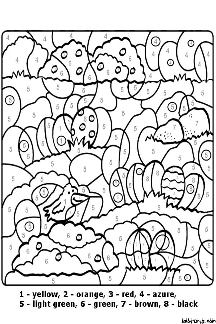 Easter Eggs easy Color by Number | Color by Number Coloring Pages