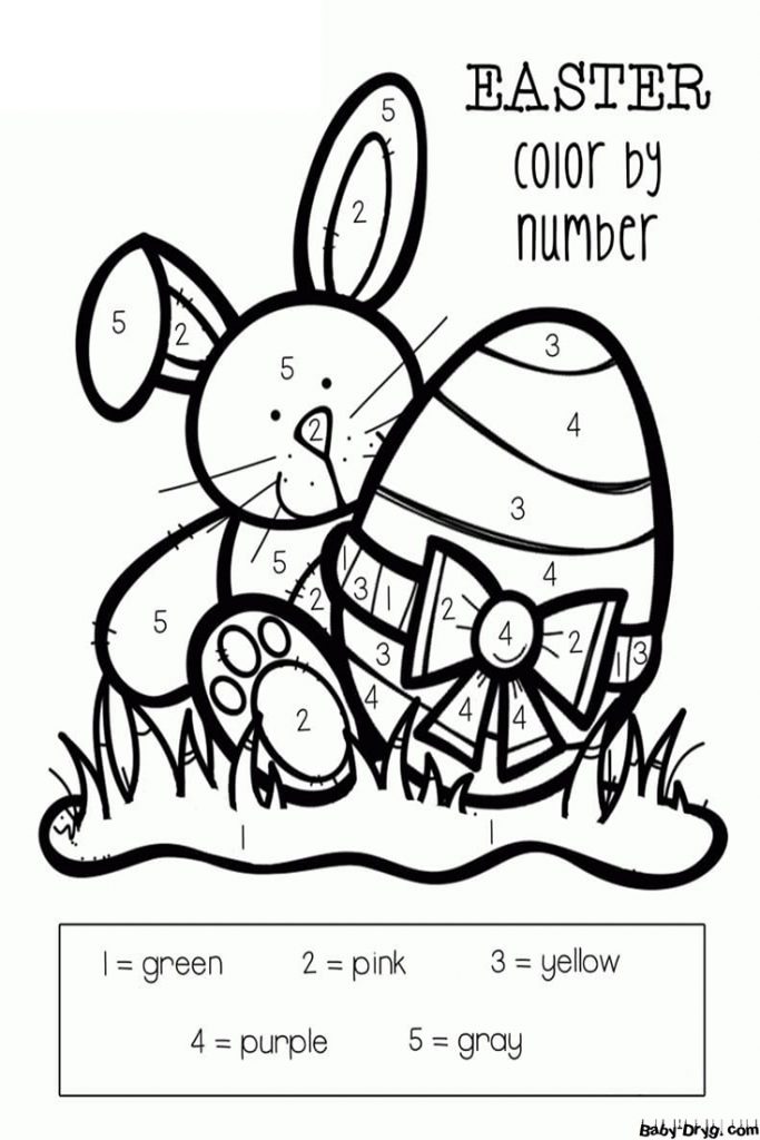 Easter Rabbit and Egg Color by Number | Color by Number Coloring Pages