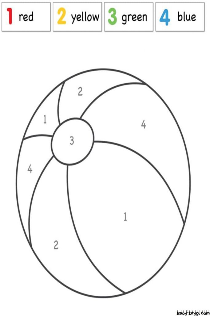 Easy Beach Ball Color by Number | Color by Number Coloring Pages