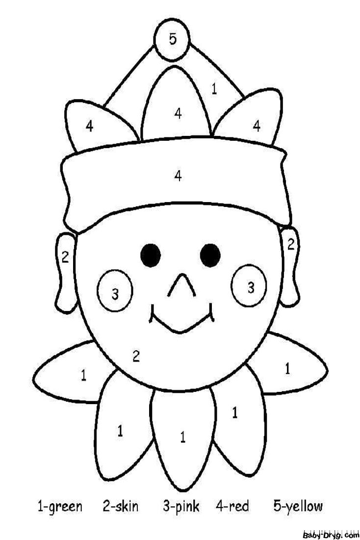 Easy Clown Color by Number | Color by Number Coloring Pages