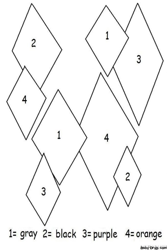 Easy Diamond Shape Color by Number | Color by Number Coloring Pages