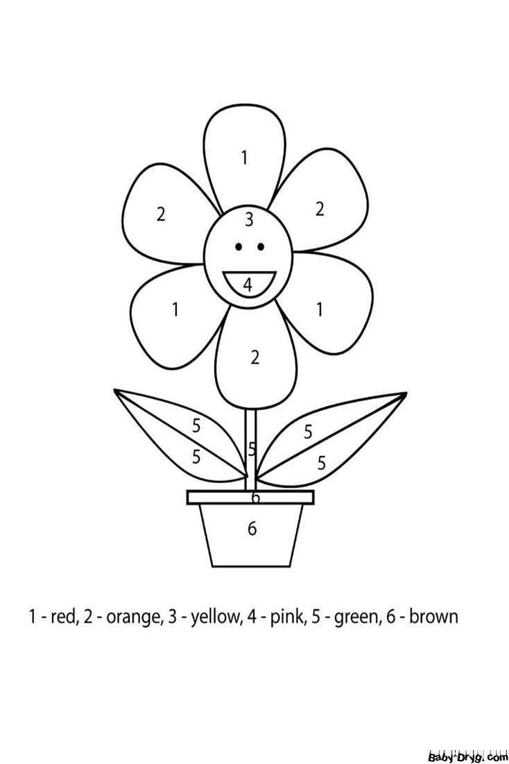 Easy Flower Color by Number | Color by Number Coloring Pages