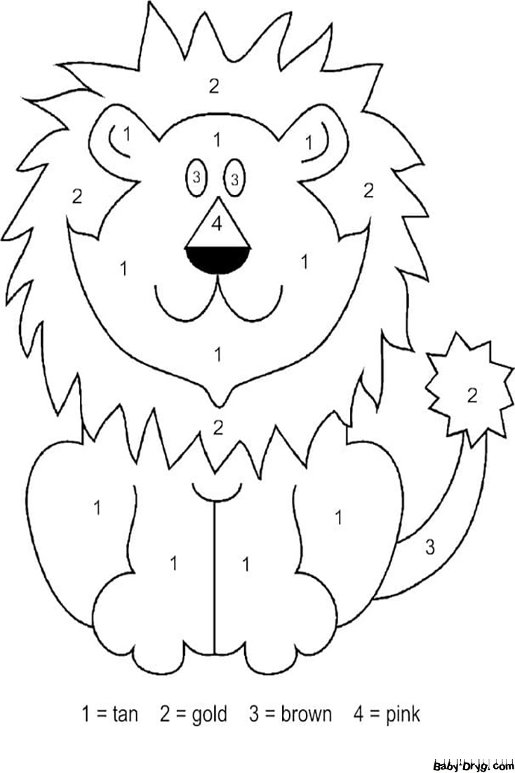Easy Lion Color by Number | Color by Number Coloring Pages