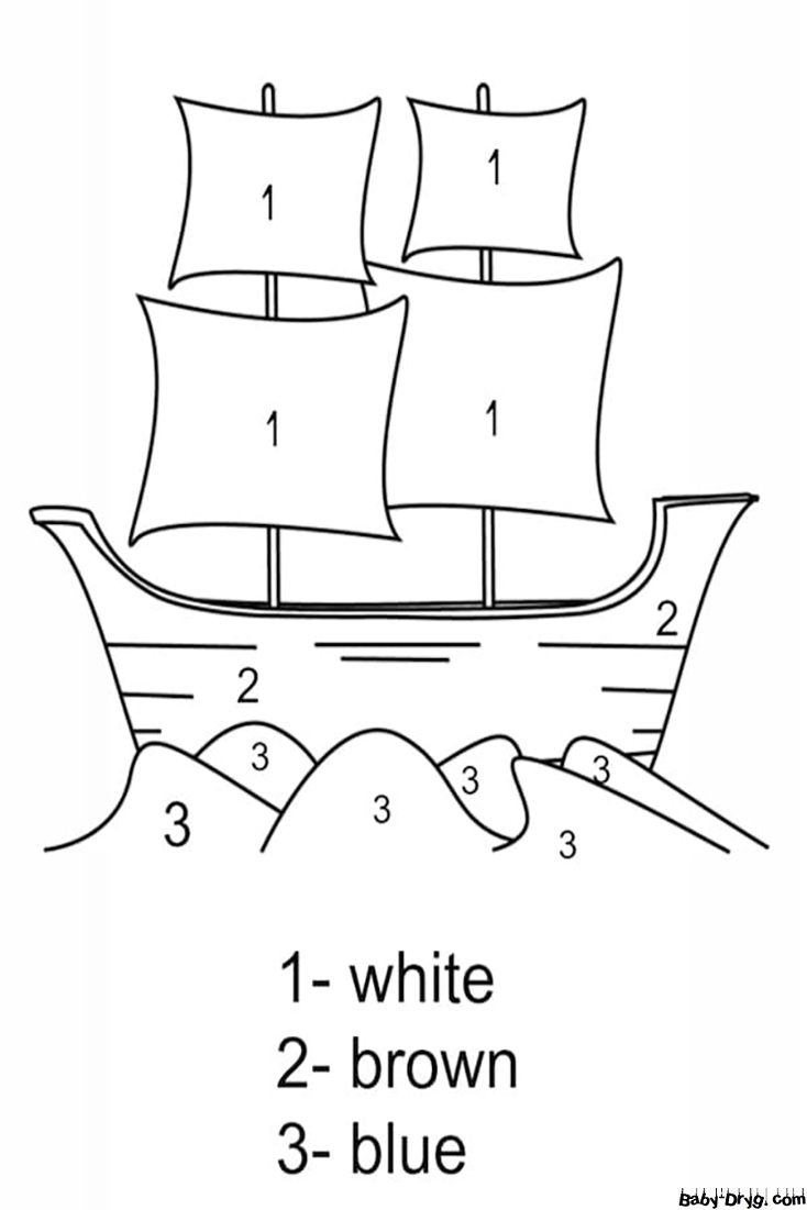 Easy Ship Color by Number | Color by Number Coloring Pages