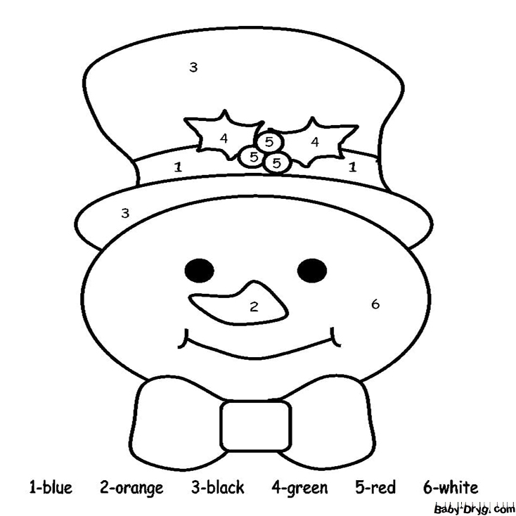 Easy Snowman Color by Number | Color by Number Coloring Pages