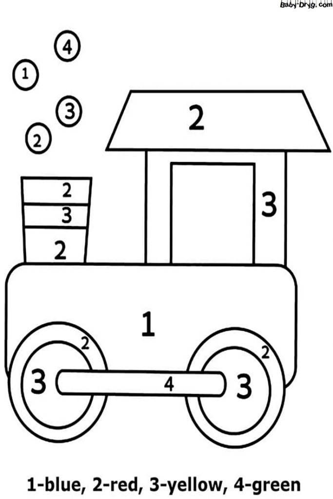 Easy Train Color by Number | Color by Number Coloring Pages