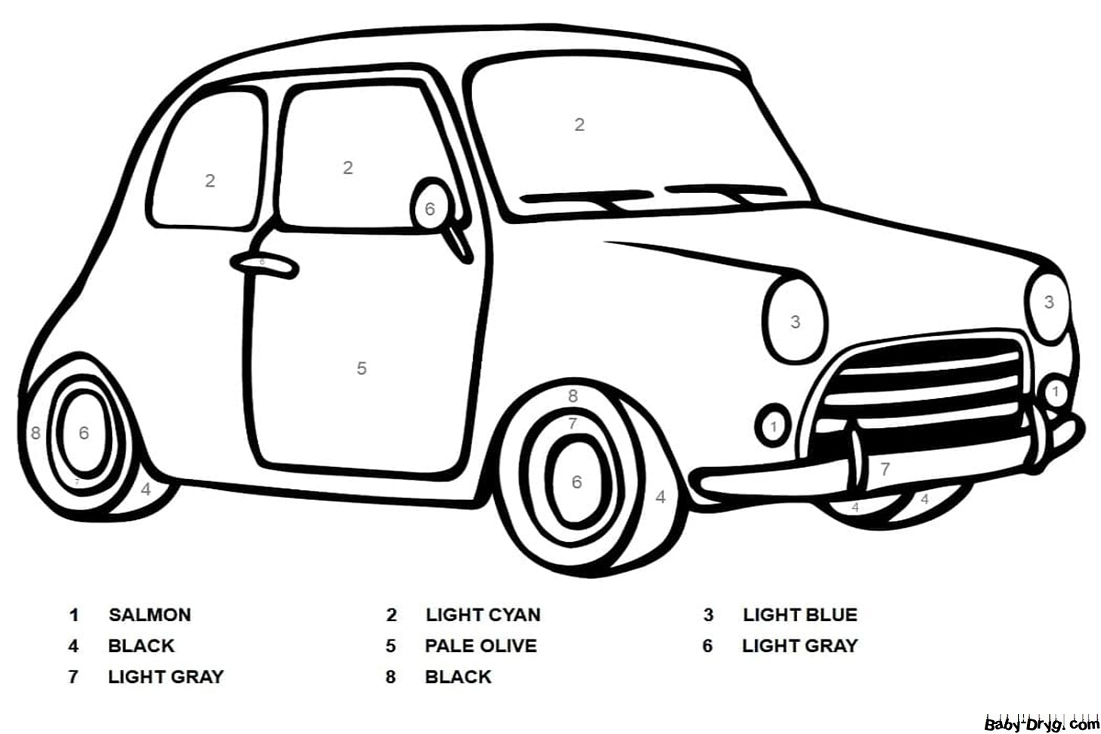 Fiat Car Color by Number | Color by Number Coloring Pages