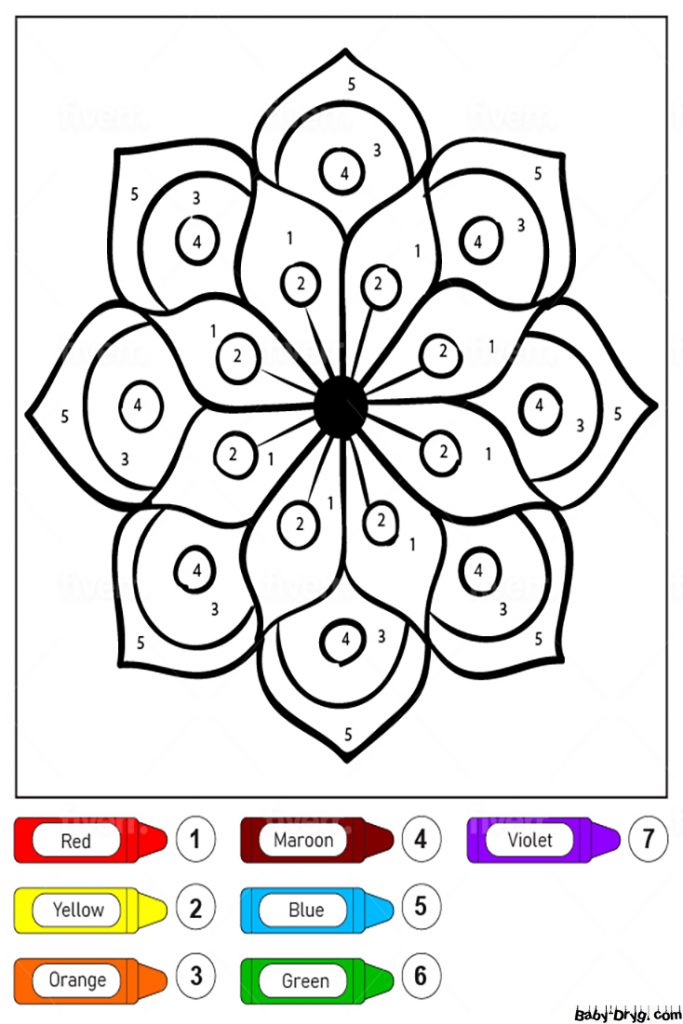 Flower Drawing Mandala for Kids Color by Number | Color by Number Coloring Pages