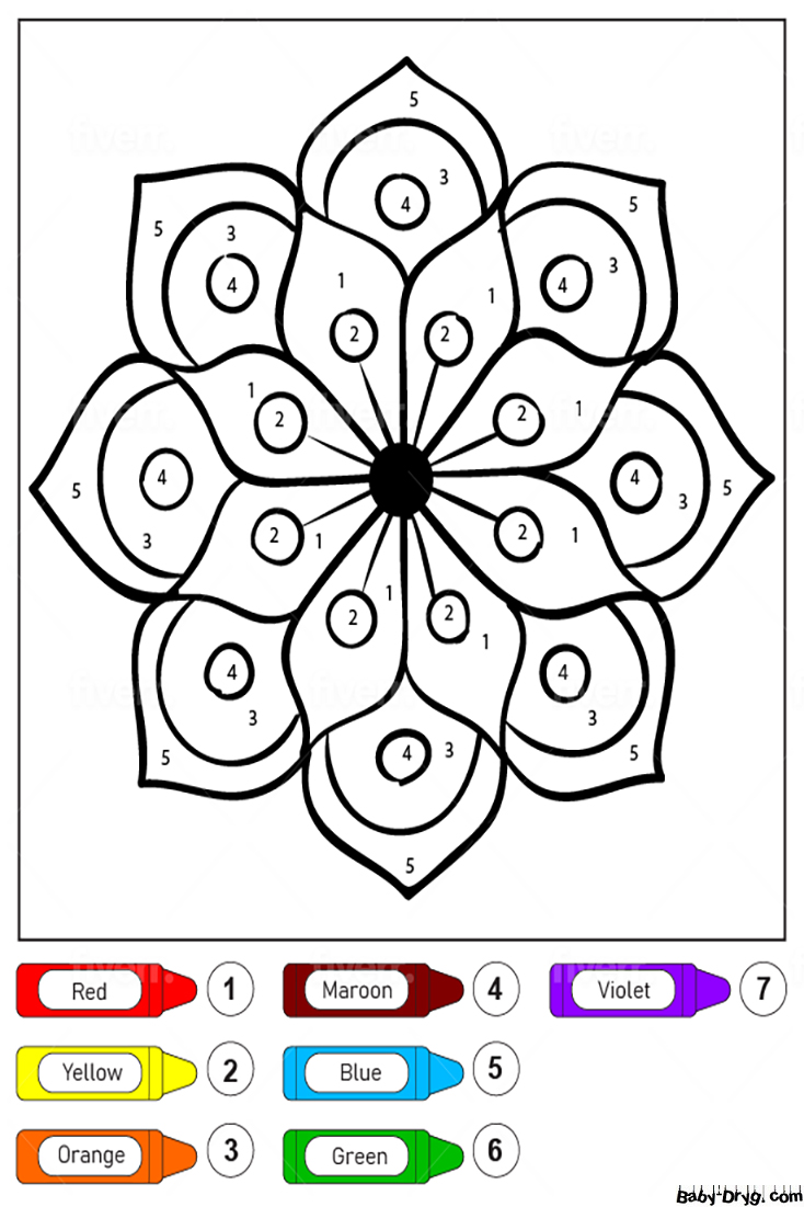 Flower Drawing Mandala for Kids Color by Number | Color by Number Coloring Pages