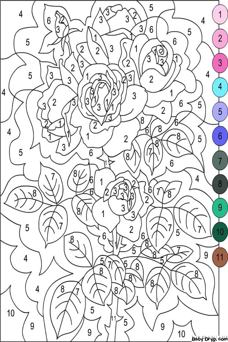 Flowers Color by Numbers for Adult | Color by Number Coloring Pages