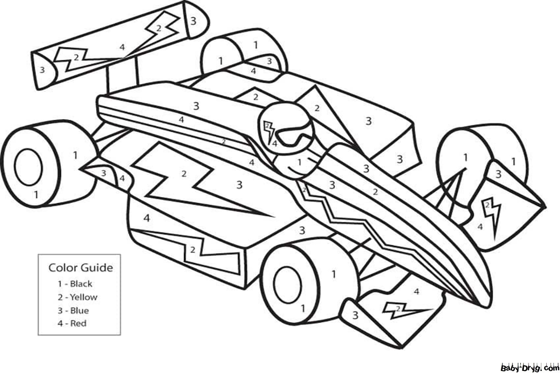 Formula 1 Car Color by Number | Color by Number Coloring Pages