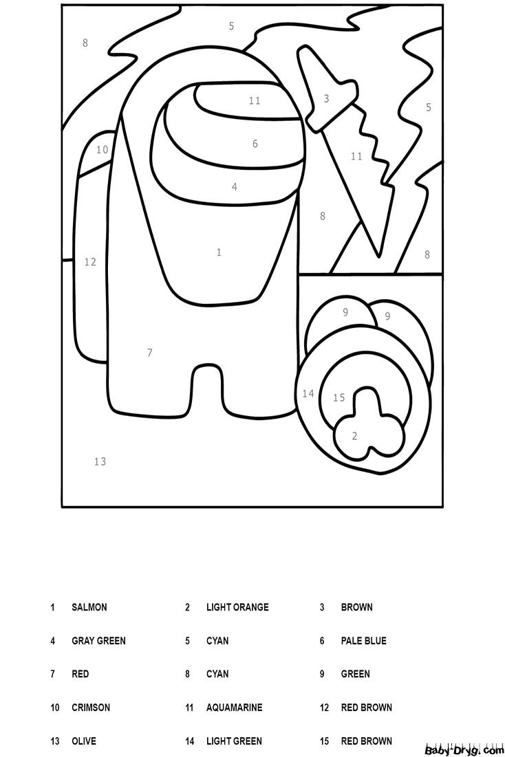 Free Among Us Color by Number Worksheet | Color by Number Coloring Pages