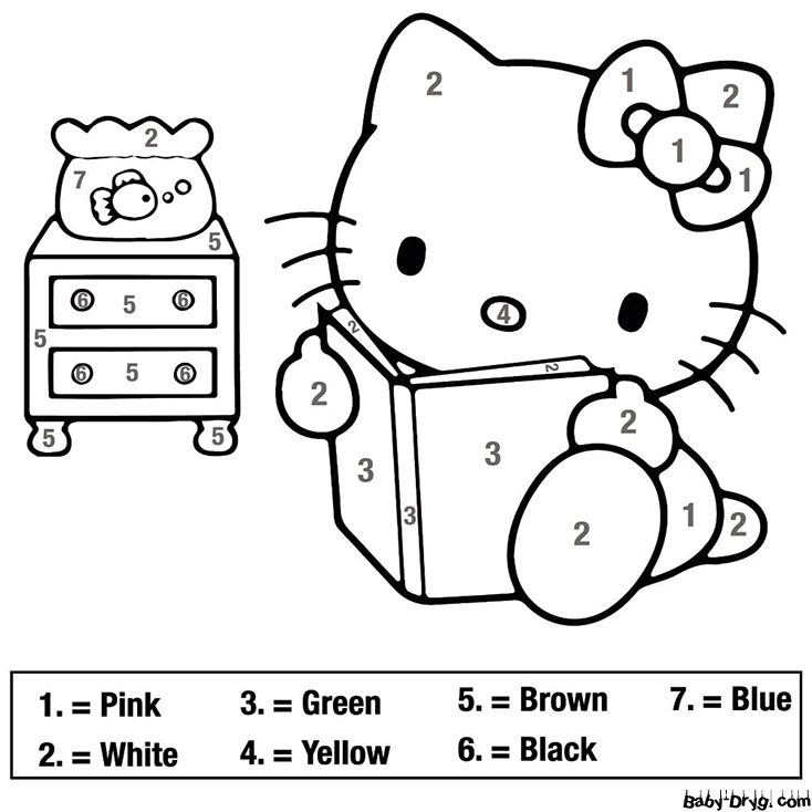 Free Hello Kitty Color By Number | Color by Number Coloring Pages