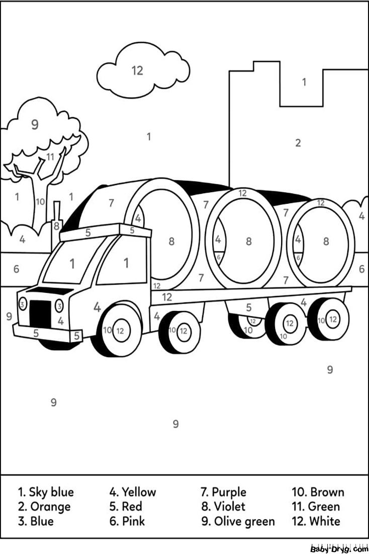 Free Truck Color by Number | Color by Number Coloring Pages