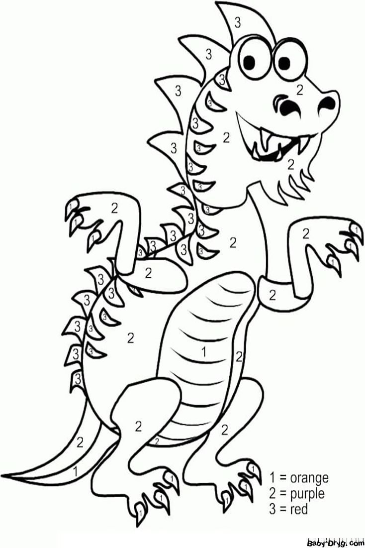 Fun Dragon Color by Number | Color by Number Coloring Pages