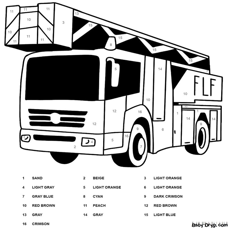 Germany Fire Truck Color by Number | Color by Number Coloring Pages