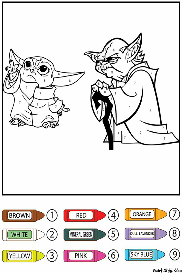 Grogu and Baby Yoda Color By Number | Color by Number Coloring Pages