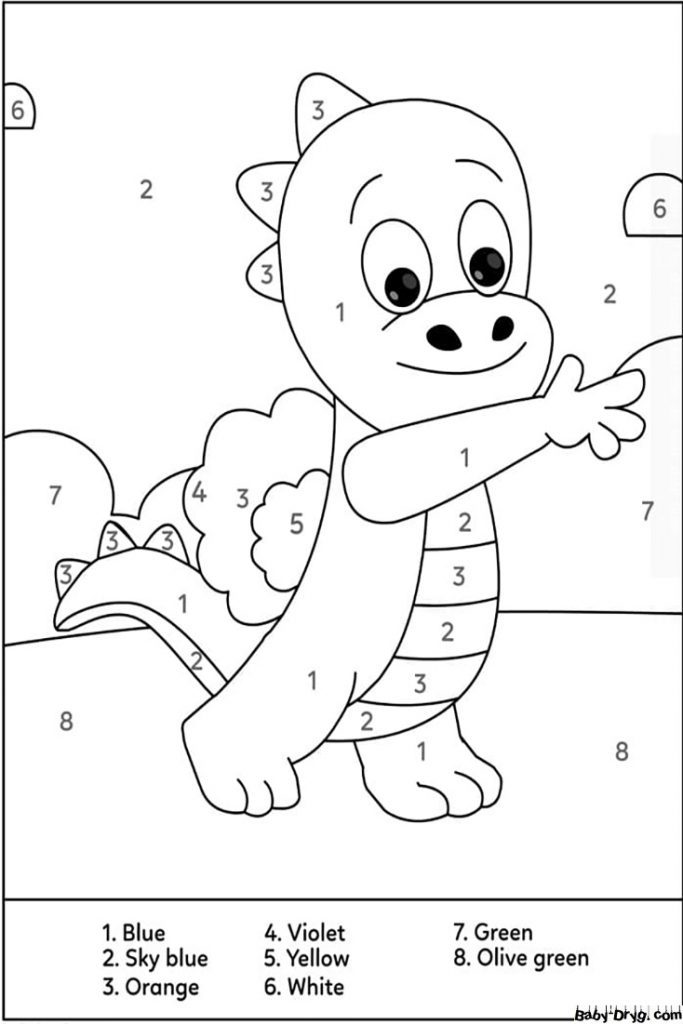 Happy Dinosaur Color by Number | Color by Number Coloring Pages