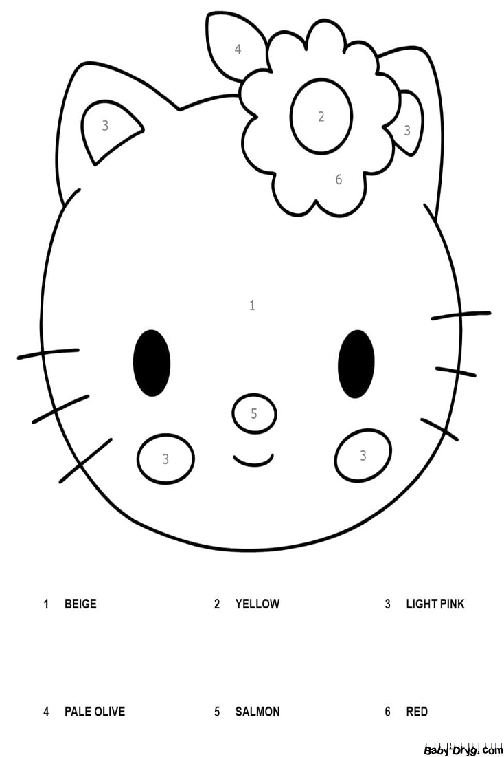 Happy Hello Kitty Color By Number | Color by Number Coloring Pages
