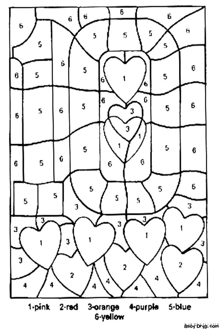 Hearts for Kindergarten Color by Number | Color by Number Coloring Pages