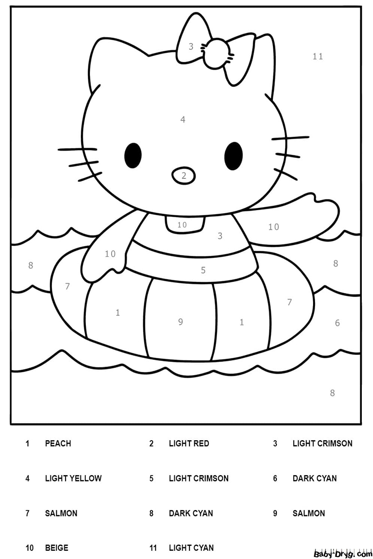 Hello Kitty Color By Number Worksheet | Color by Number Coloring Pages
