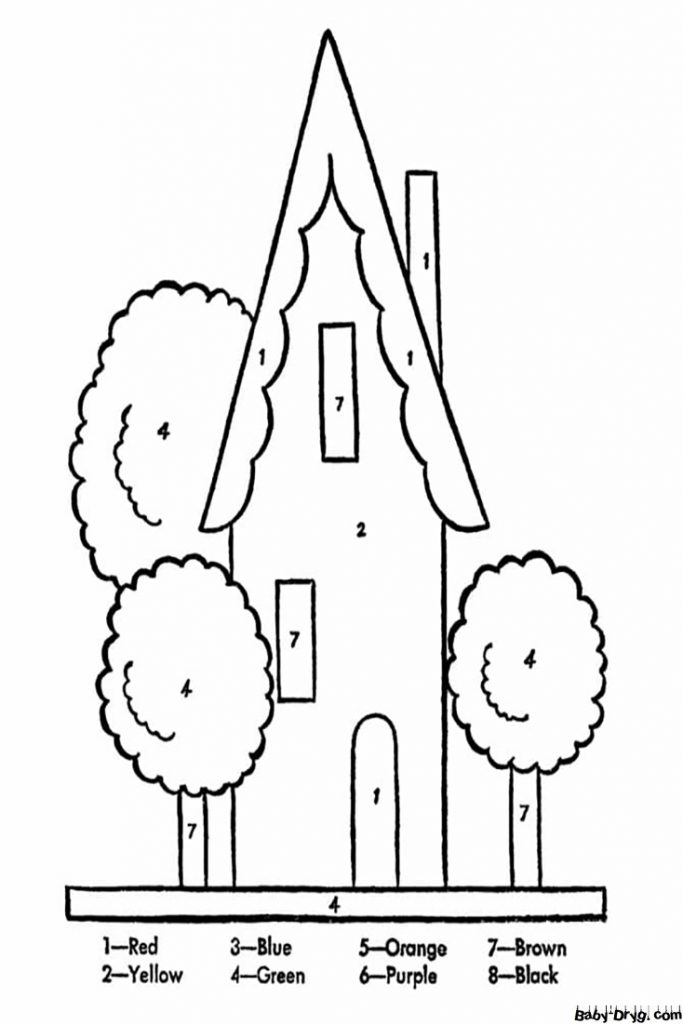 House for Kindergarten Color by Number | Color by Number Coloring Pages