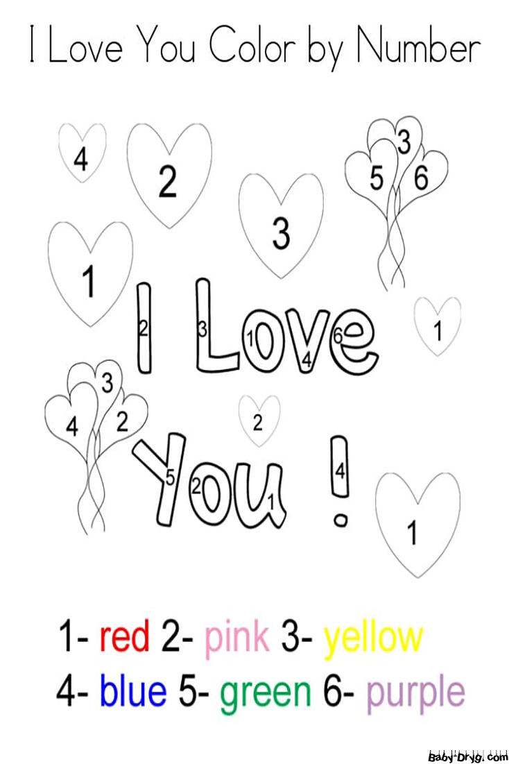 I Love You Color by Number | Color by Number Coloring Pages