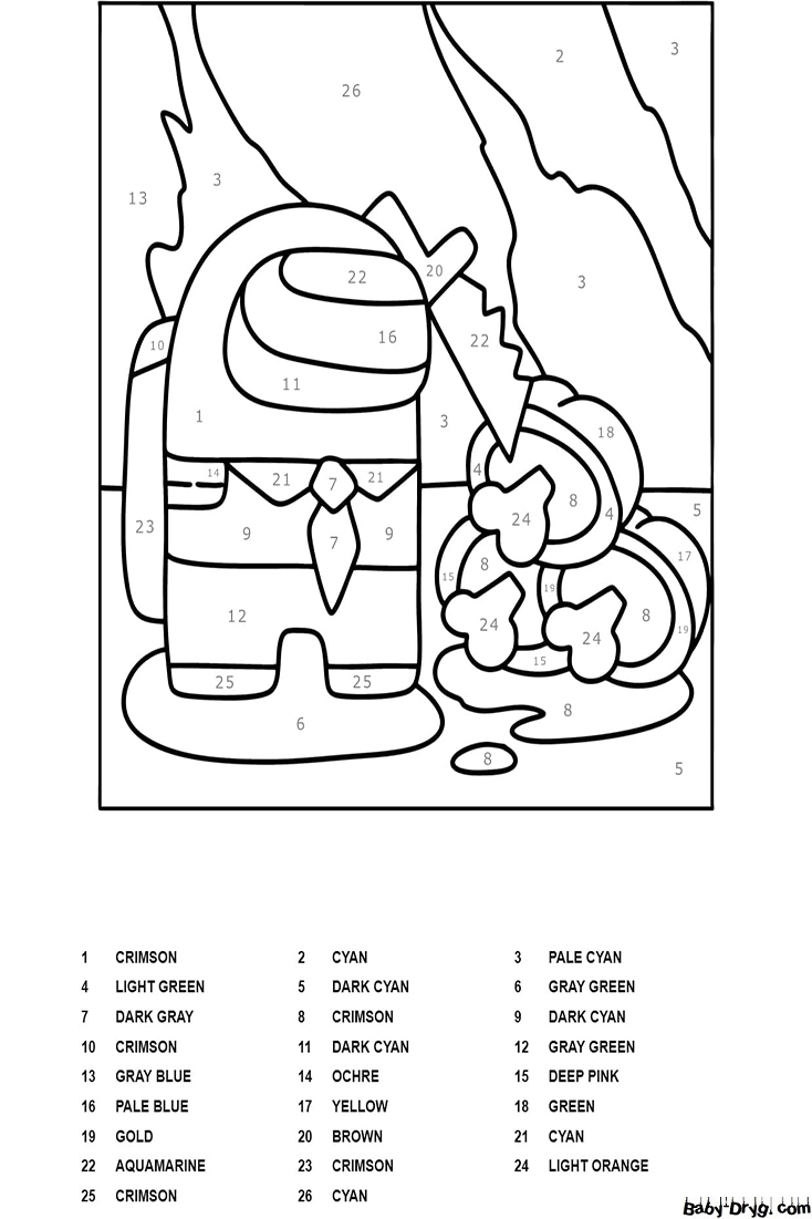 Impostor Among Us Color by Number | Color by Number Coloring Pages