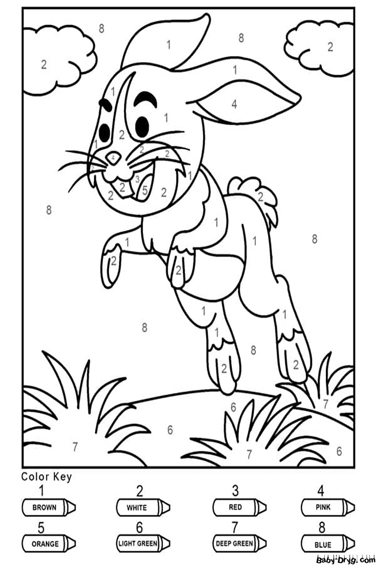 Jumping Rabbit Color by Number | Color by Number Coloring Pages