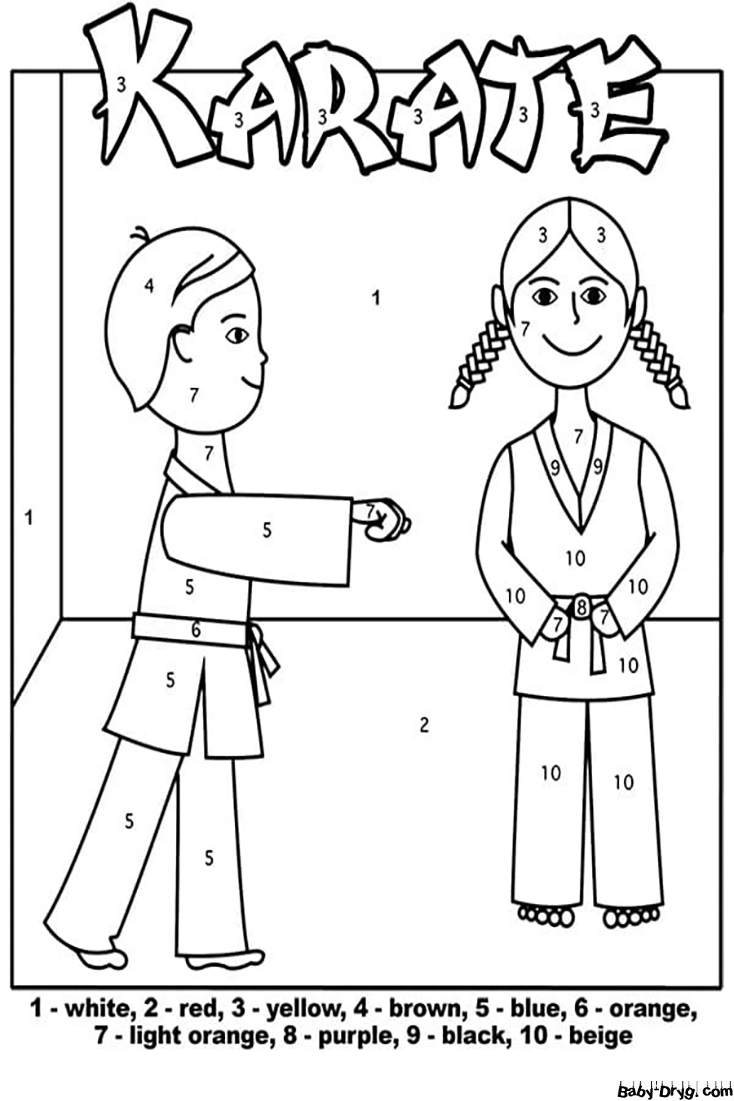 Karate for Kindergarten Color by Number | Color by Number Coloring Pages