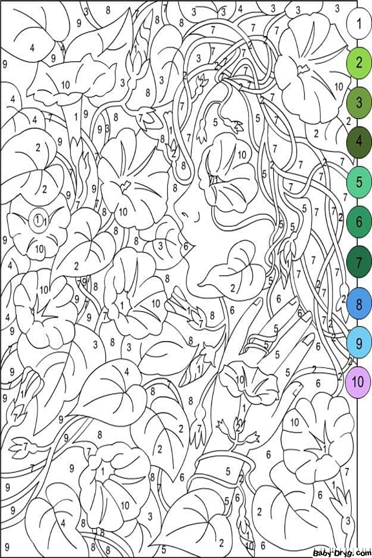 Lady Color by Number for Adult | Color by Number Coloring Pages