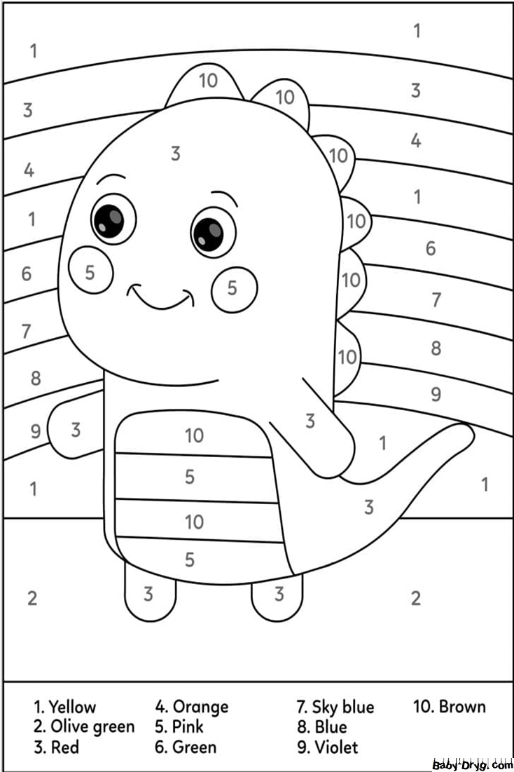 Lovely Dinosaur Color by Number | Color by Number Coloring Pages
