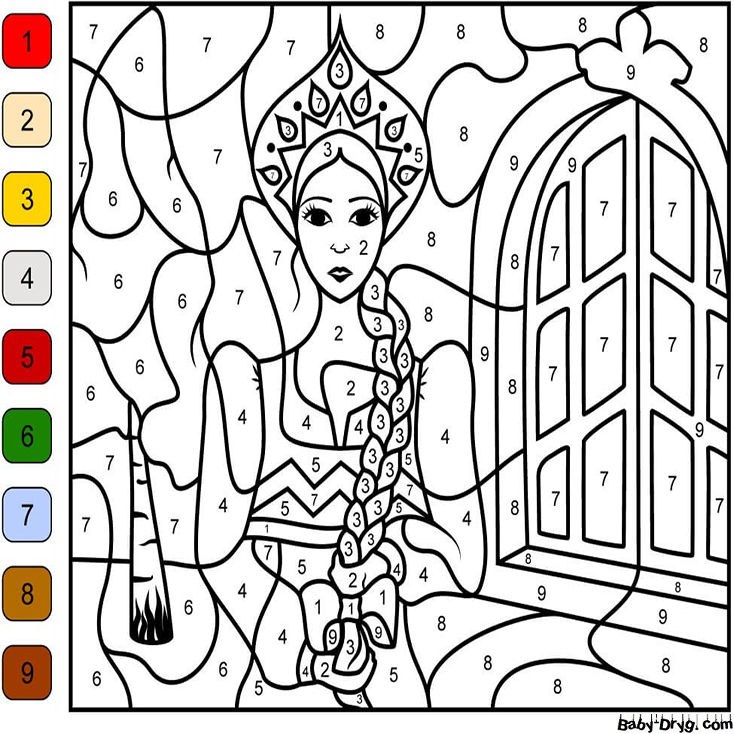 Lovely Princess Color by Number | Color by Number Coloring Pages