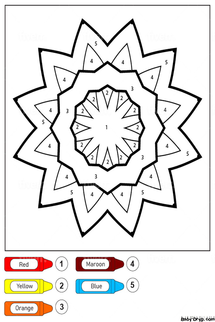 Mandala Flower Pattern for Kids Color by Number | Color by Number Coloring Pages