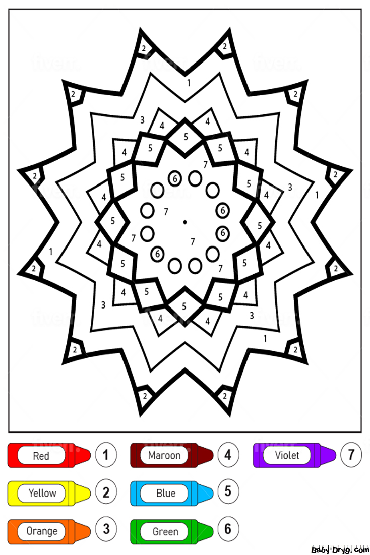 Mandala Star for Kids Color by Number | Color by Number Coloring Pages