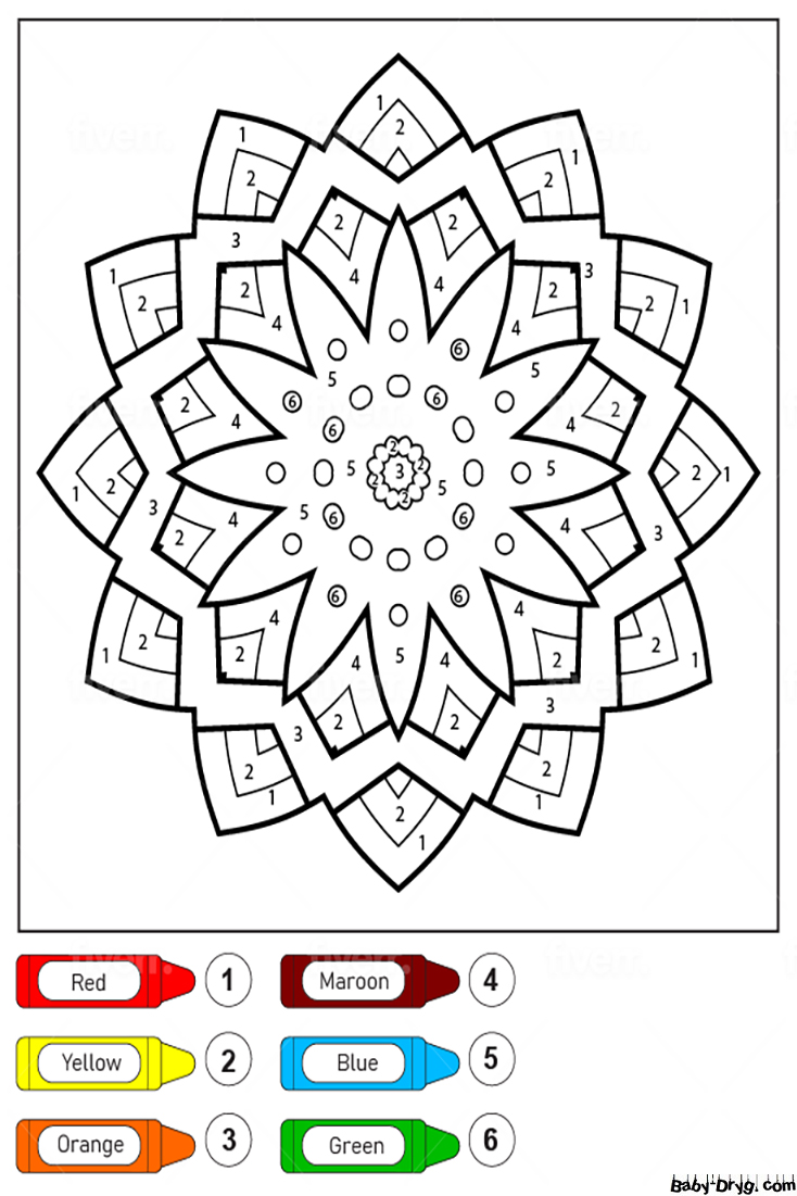 Mandala Stars for Kids Color by Number | Color by Number Coloring Pages