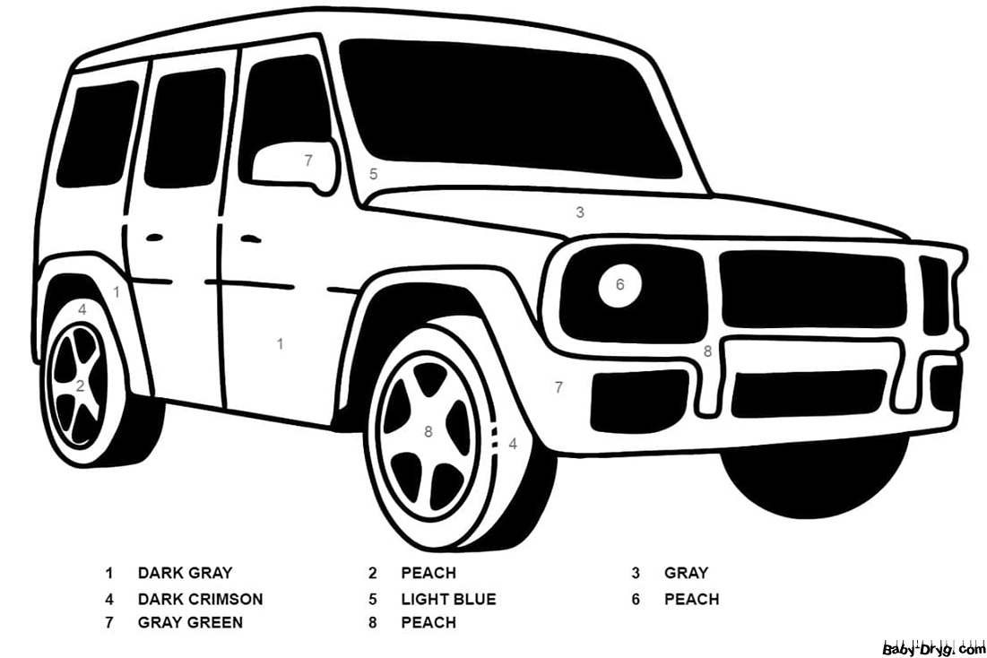 Mercedes Benz Color by Number | Color by Number Coloring Pages