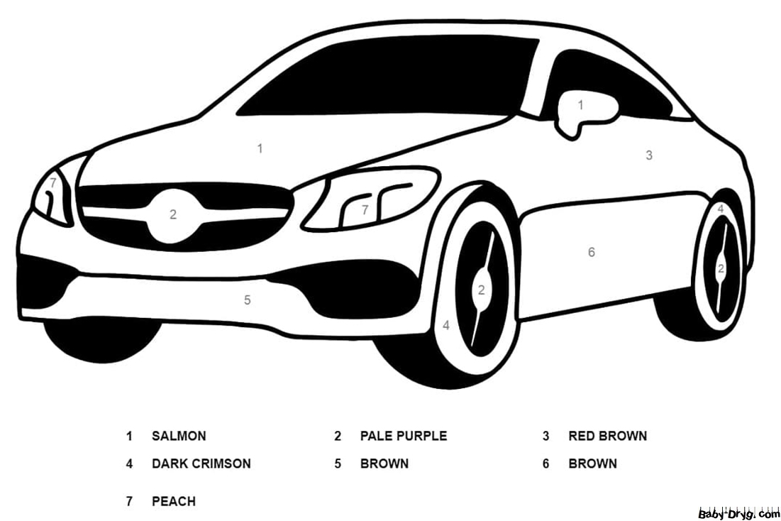 Mercedes Color by Number | Color by Number Coloring Pages