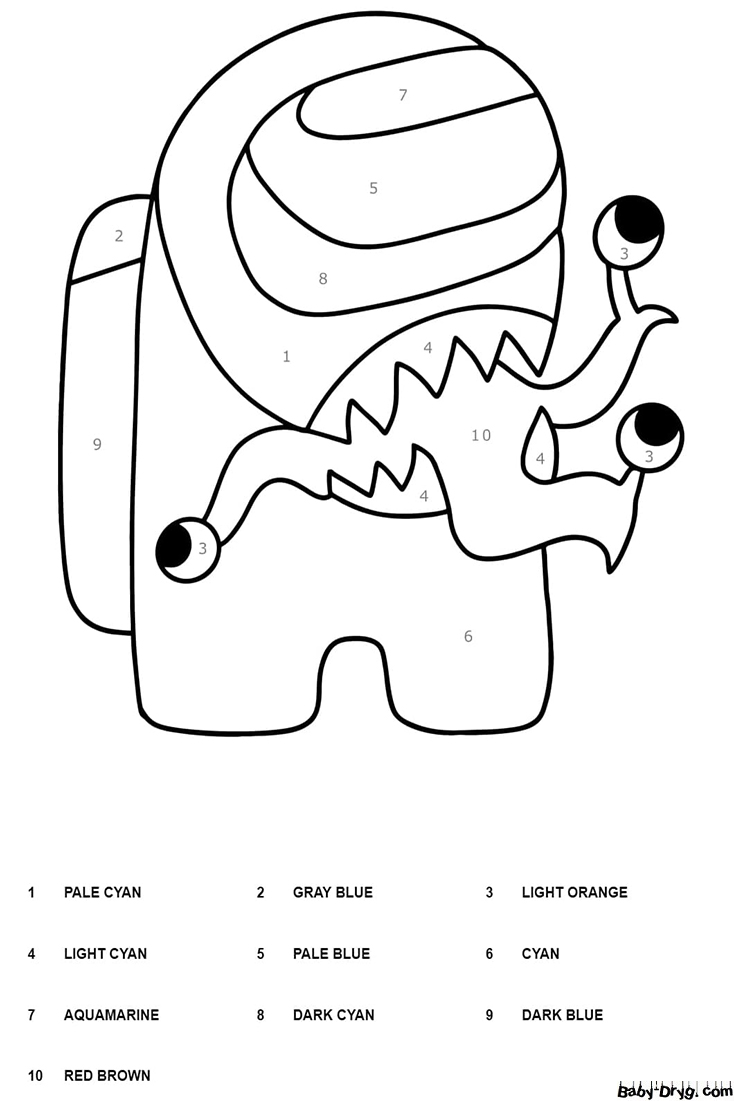 Monster Among Us Color by Number | Color by Number Coloring Pages