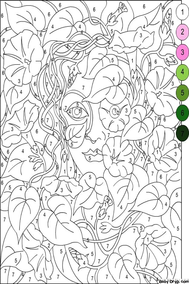 Mysterious Girl Color by Numbers | Color by Number Coloring Pages