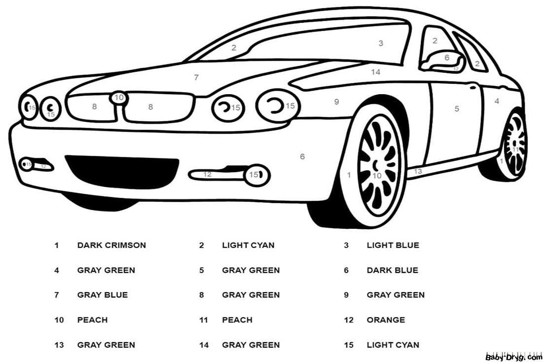 Nice Car Color by Number | Color by Number Coloring Pages