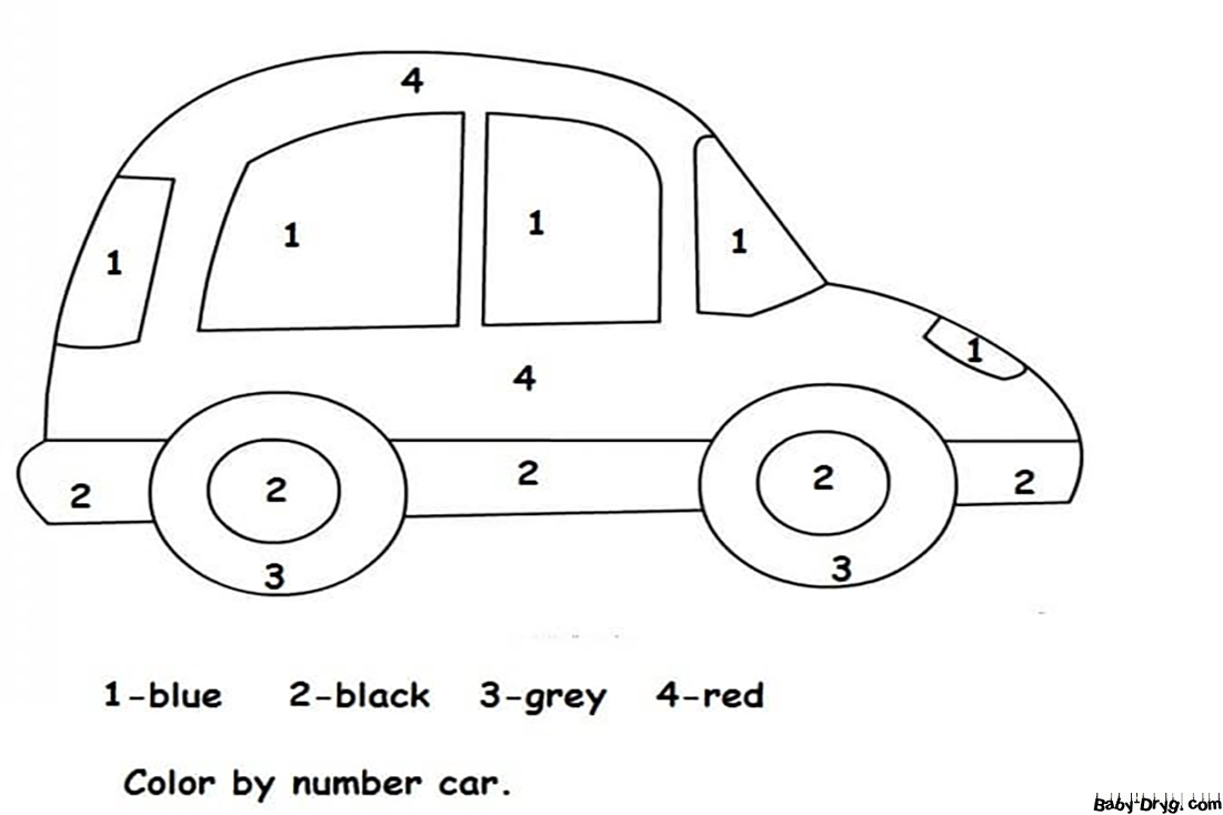 Normal Car Color by Number | Color by Number Coloring Pages