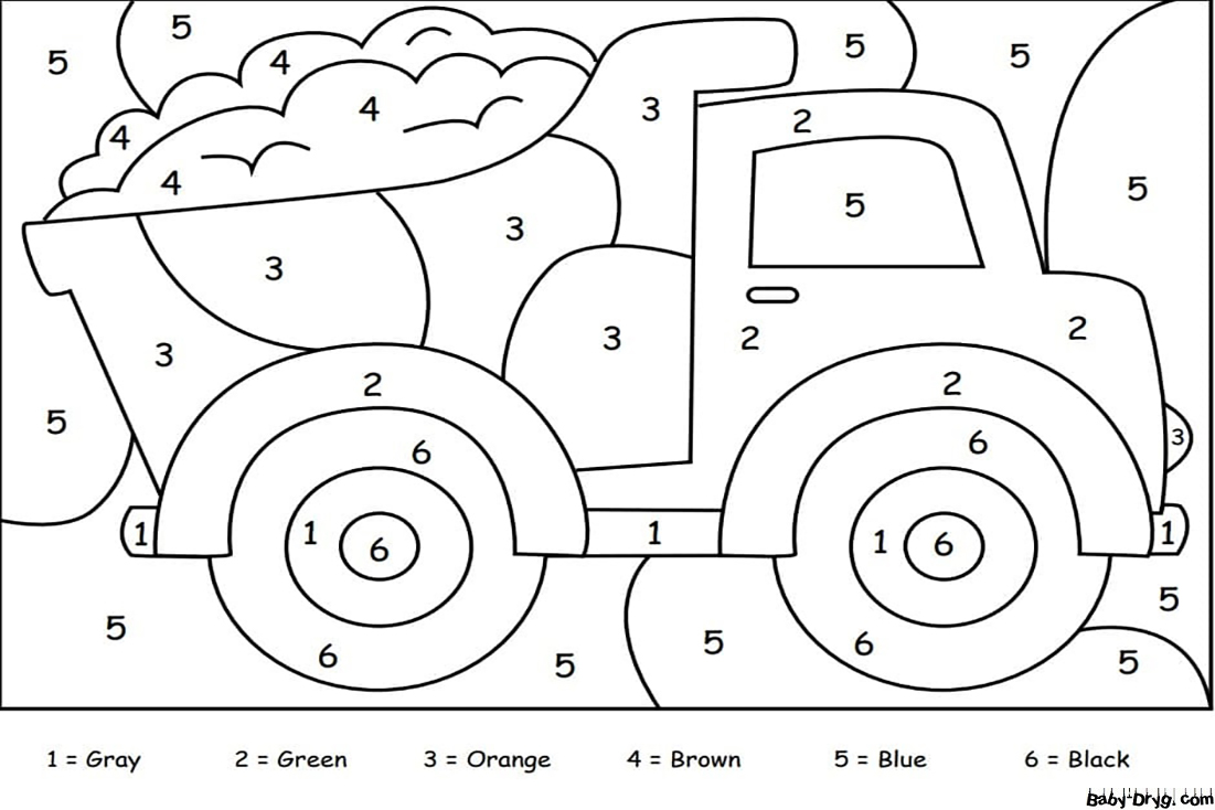 Paint a light truck Color by Number | Color by Number Coloring Pages