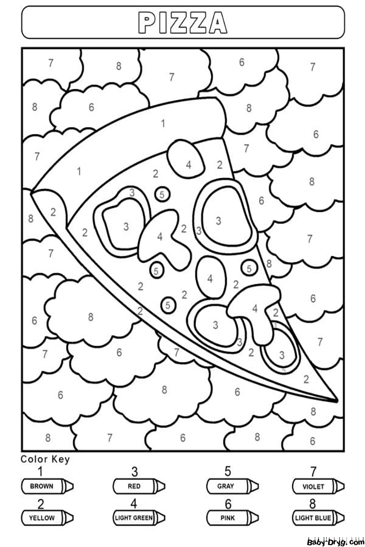 Pizza for Kindergarten Color by Number | Color by Number Coloring Pages