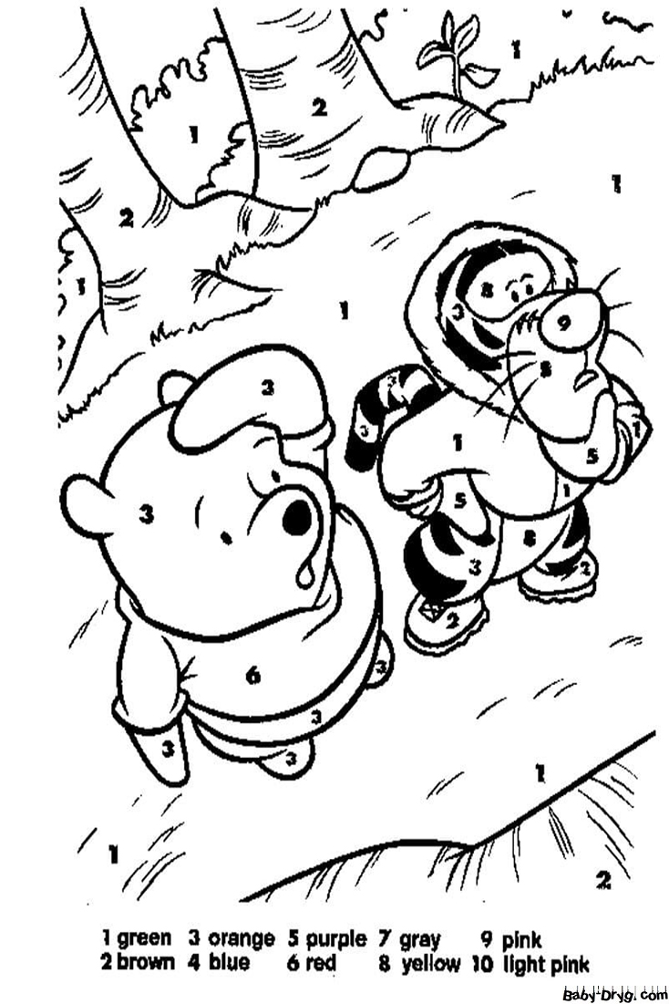 Pooh for Kindergarten Color by Number | Color by Number Coloring Pages